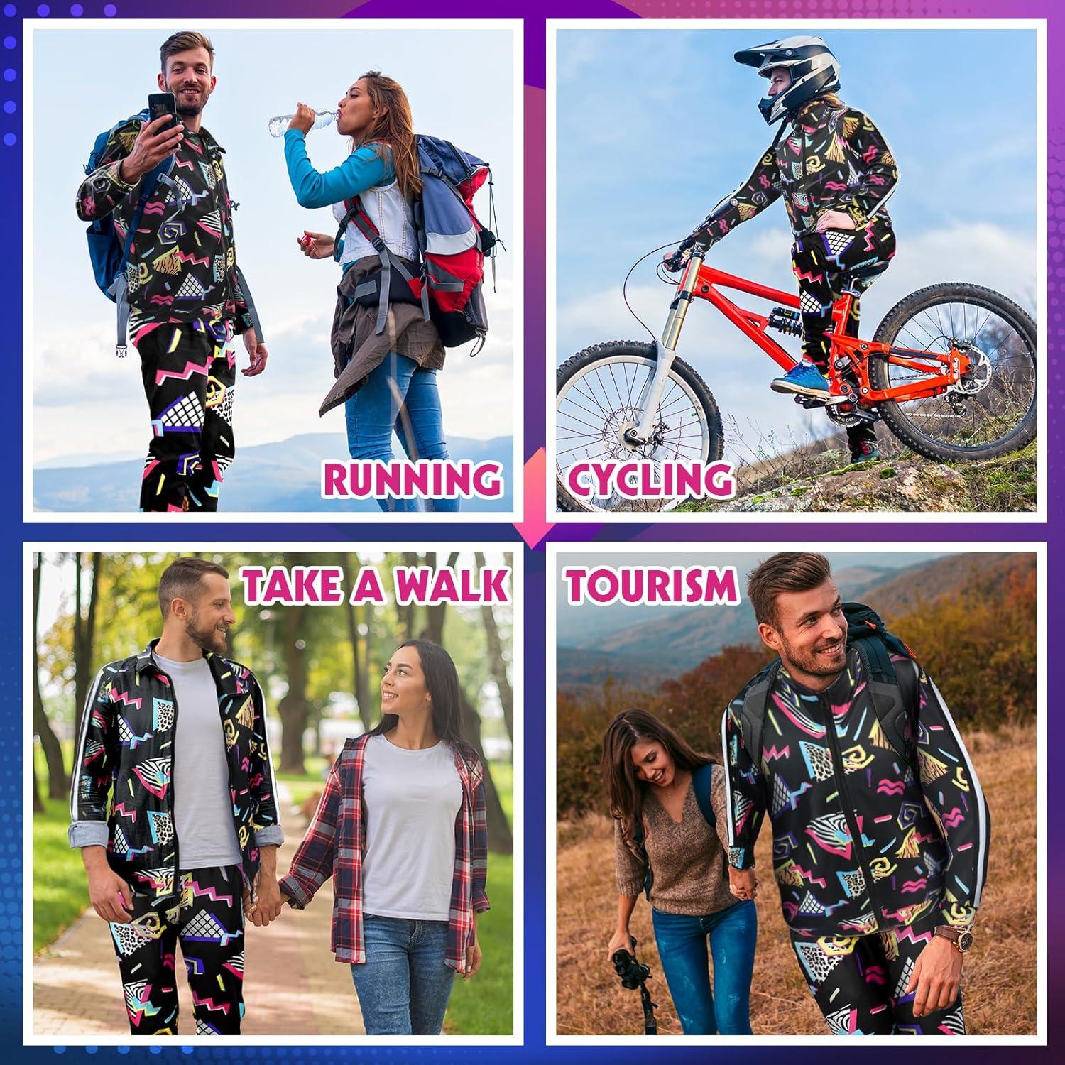 Arssm Retro 80s 90s Outfit Sets for Men Vintage Jacket and Joggers Sweatpants 80s Tracksuit Streetwear(Black)