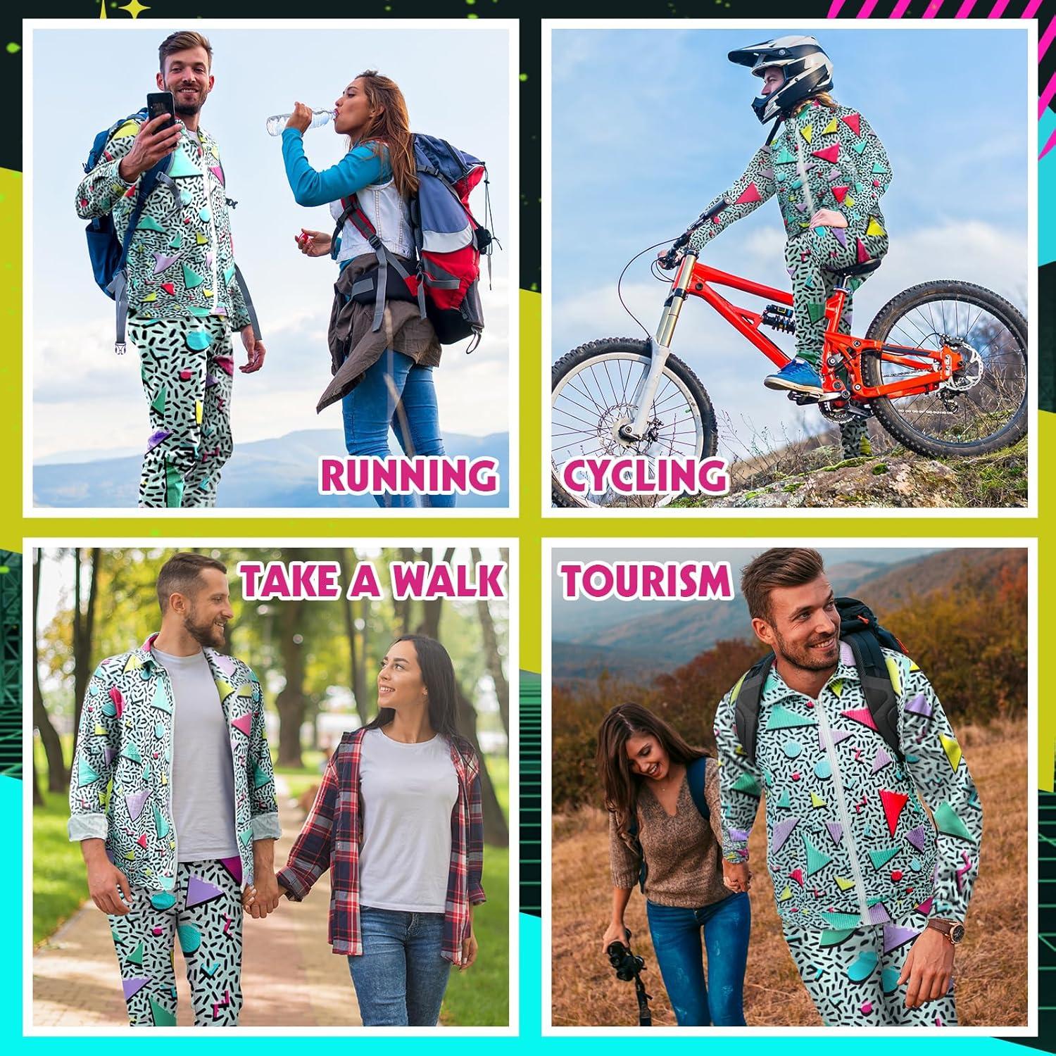 Arssm Retro 80s 90s Outfit Sets for Men Vintage Jacket and Joggers Sweatpants 80s Tracksuit Streetwear(Green)