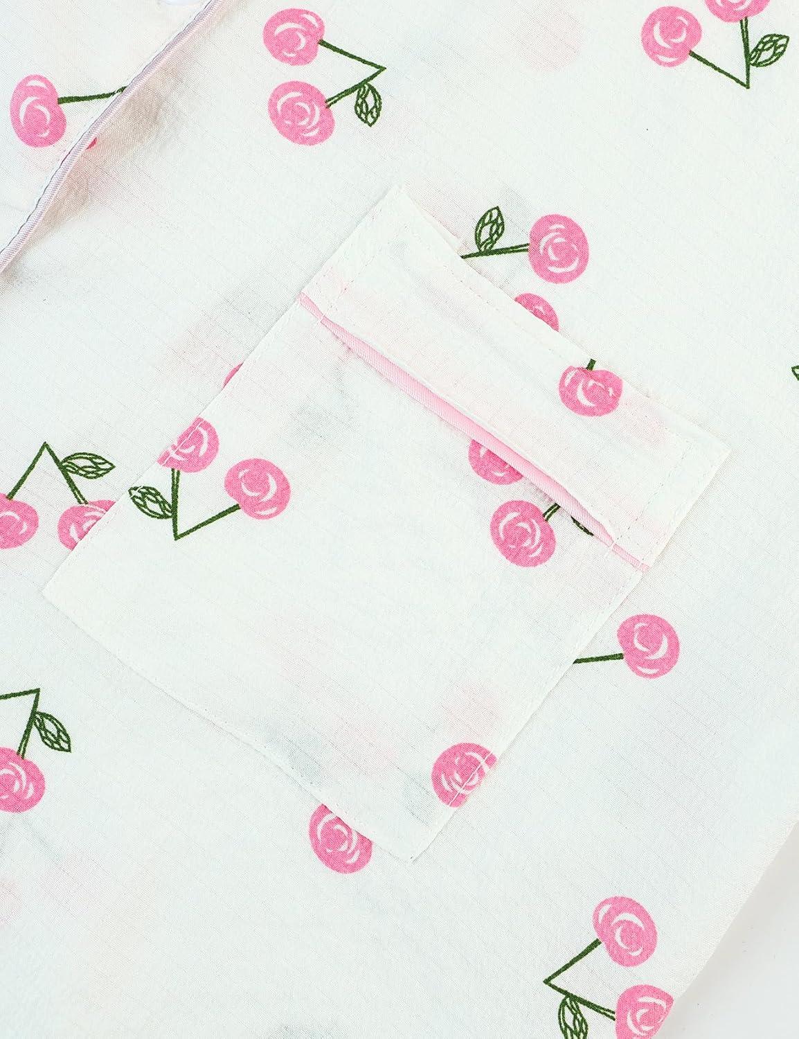 Arssm Floral Pajama Set Women Cute Kawaii 2 Piece Matching Pj Set Aesthetic Short Sleeve Sleeping Loungewear(Pinkcherry)