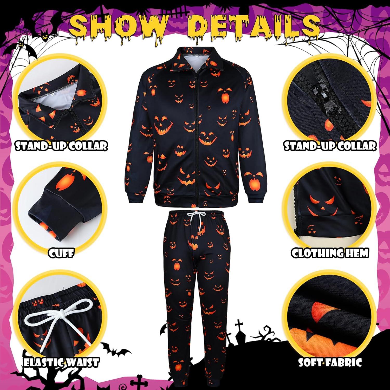 Arssm Retro 80s 90s Outfit Sets for Men Vintage Jacket and Joggers Sweatpants 80s Tracksuit Streetwear(Blackpumpkin)