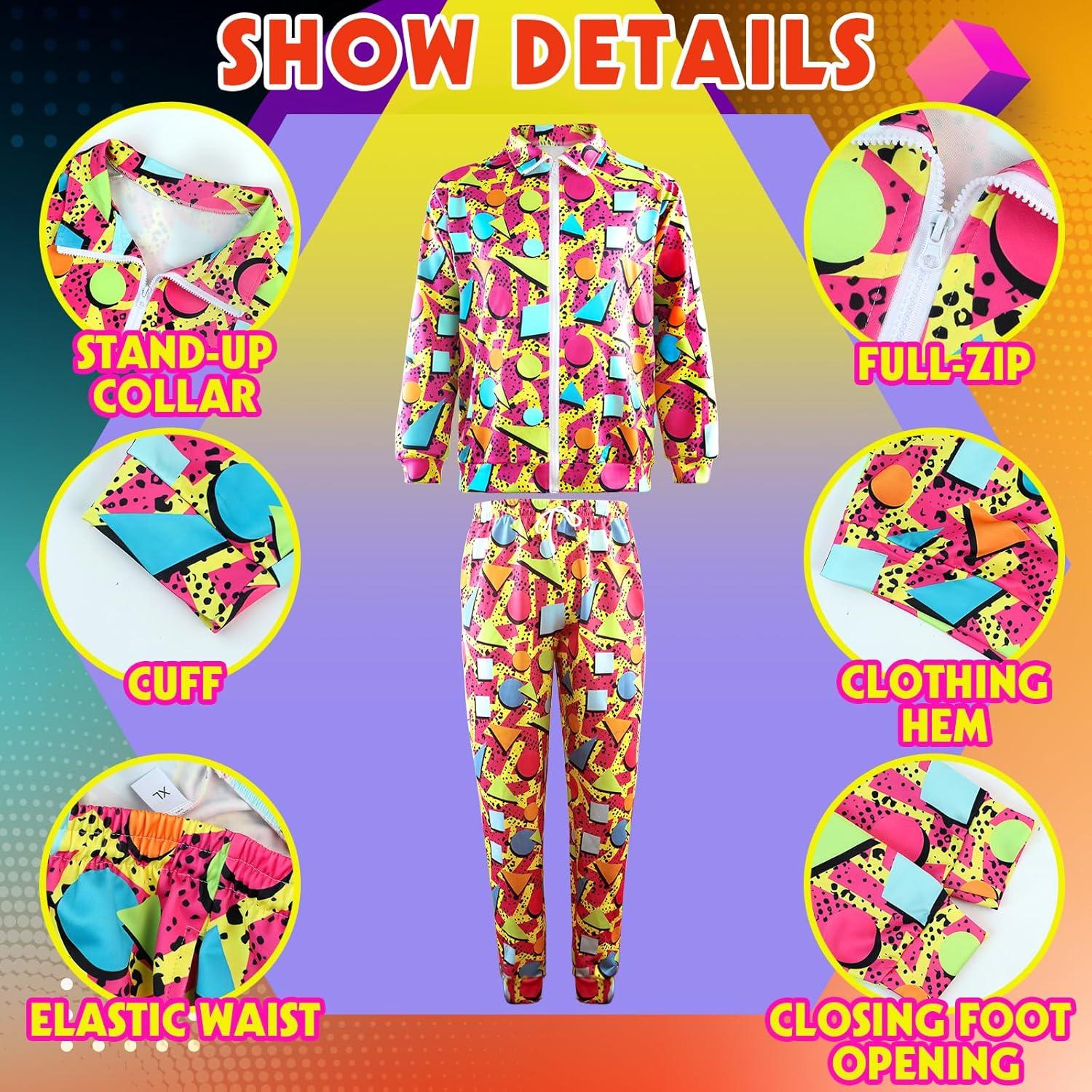 Arssm Retro 80s 90s Outfit Sets for Men Vintage Jacket and Joggers Sweatpants 80s Tracksuit Streetwear(Red)