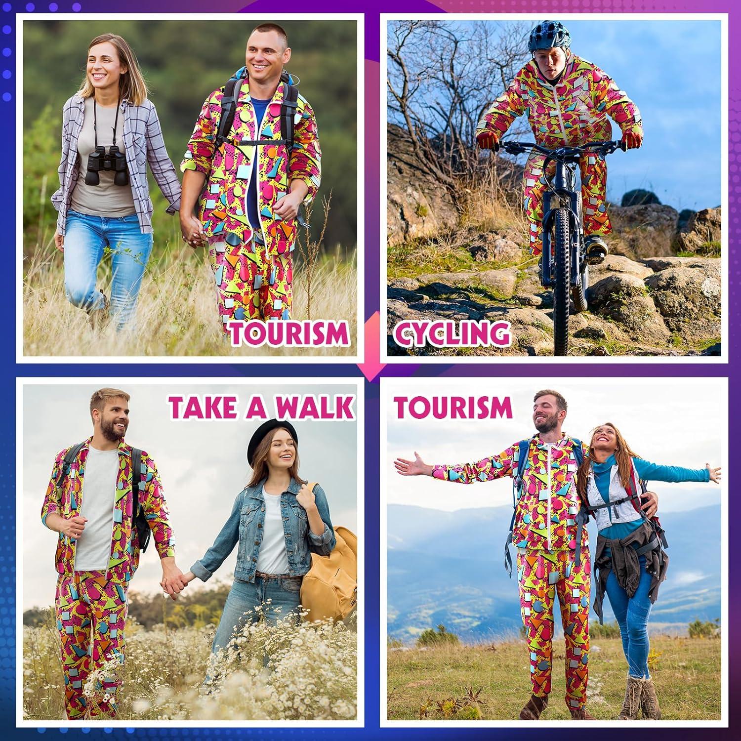 Arssm Retro 80s 90s Outfit Sets for Men Vintage Jacket and Joggers Sweatpants 80s Tracksuit Streetwear(Red)