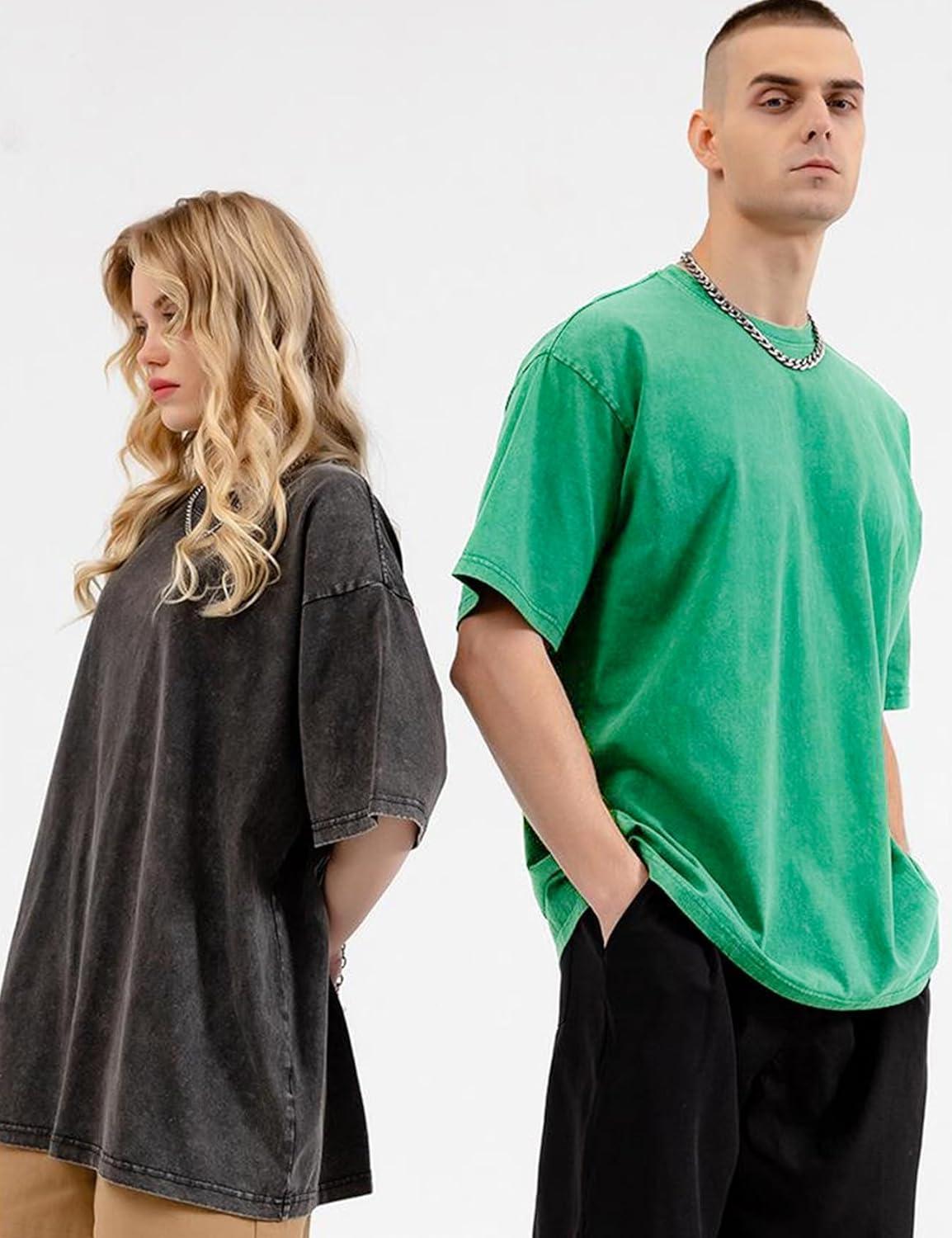 Arssm 3 Pack Men Oversized T Shirts Vintage Tee Loose Fit Short Sleeve Casual Streetwear Baggy Washed Unisex Tops(Black+beige+green)