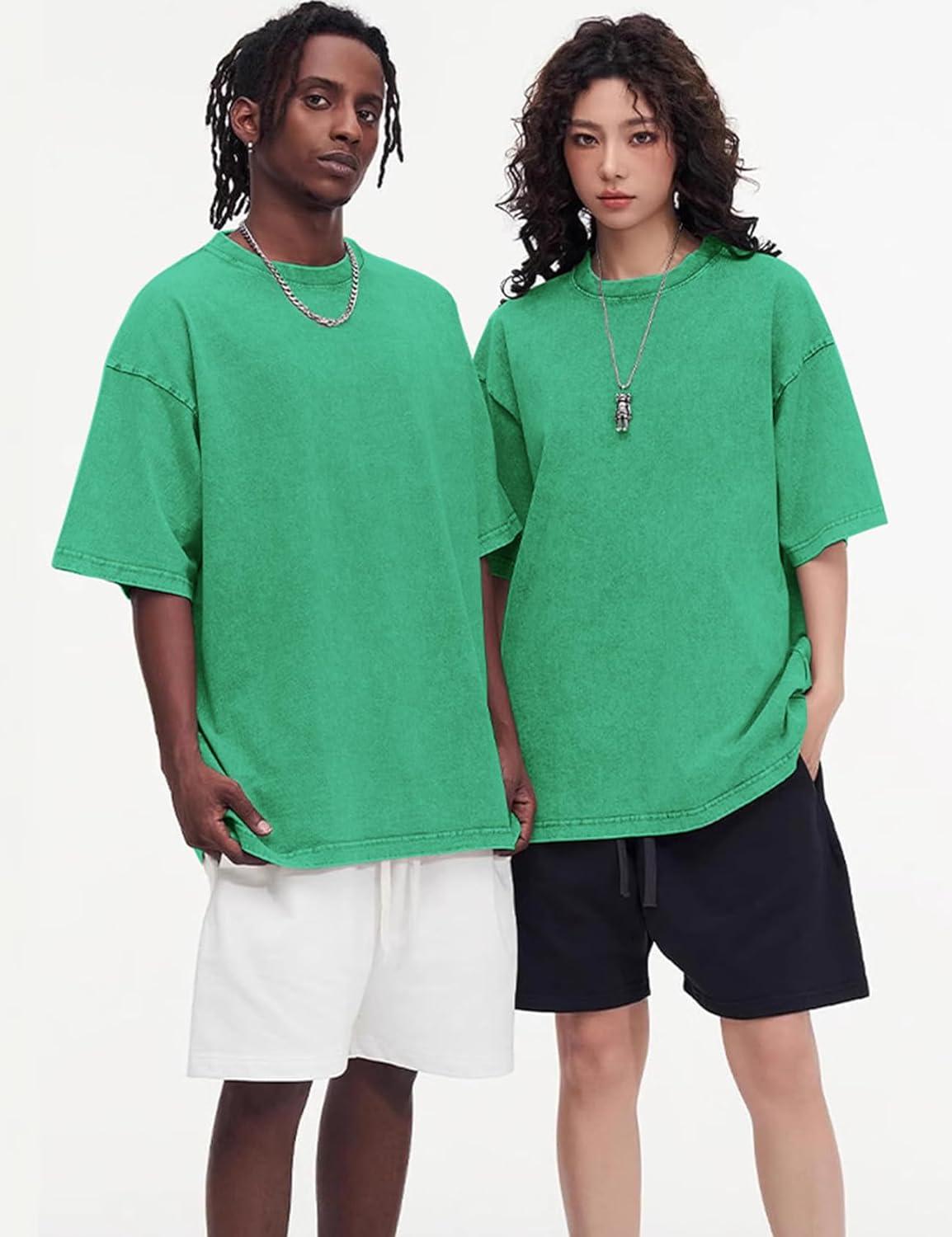 Arssm 3 Pack Men Oversized T Shirts Vintage Tee Loose Fit Short Sleeve Casual Streetwear Baggy Washed Unisex Tops(Black+beige+green)