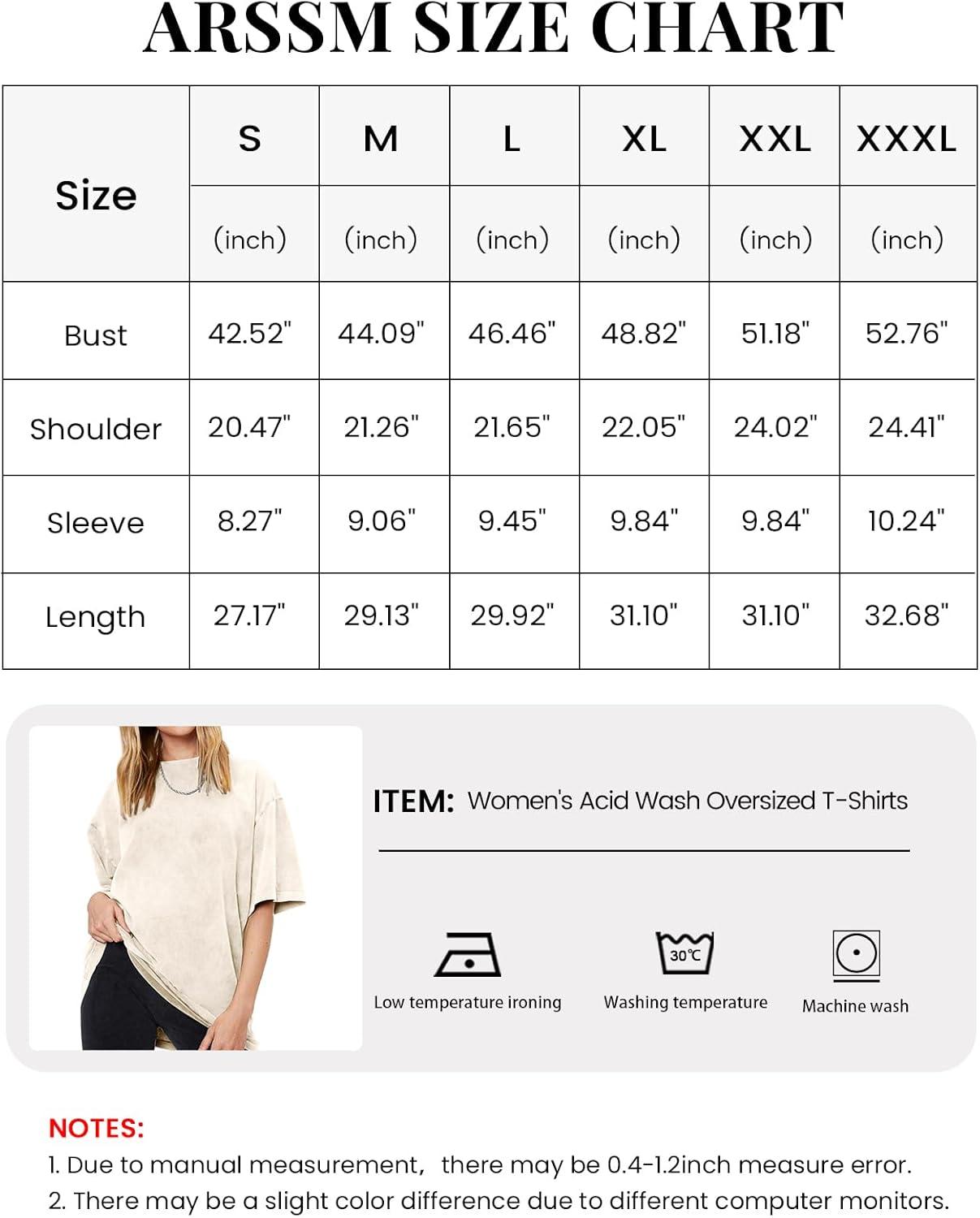 Arssm Women’s Oversized T-Shirts Cotton Acid Wash Boyfriend Tee Shirt Loose Fit Vintage T-Shirts(Beige)