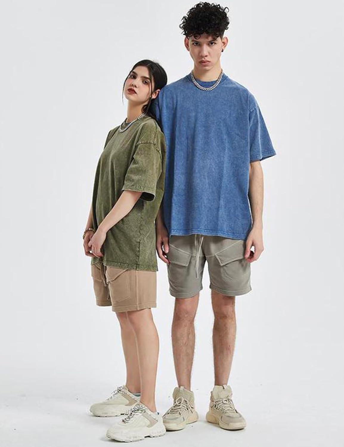 Arssm 3 Pack Men Oversized T Shirts Vintage Tee Loose Fit Short Sleeve Casual Streetwear Baggy Washed Unisex Tops(Black+blue+army)