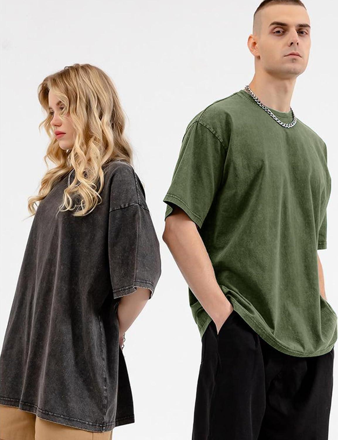Arssm 3 Pack Men Oversized T Shirts Vintage Tee Loose Fit Short Sleeve Casual Streetwear Baggy Washed Unisex Tops(Black+blue+army)