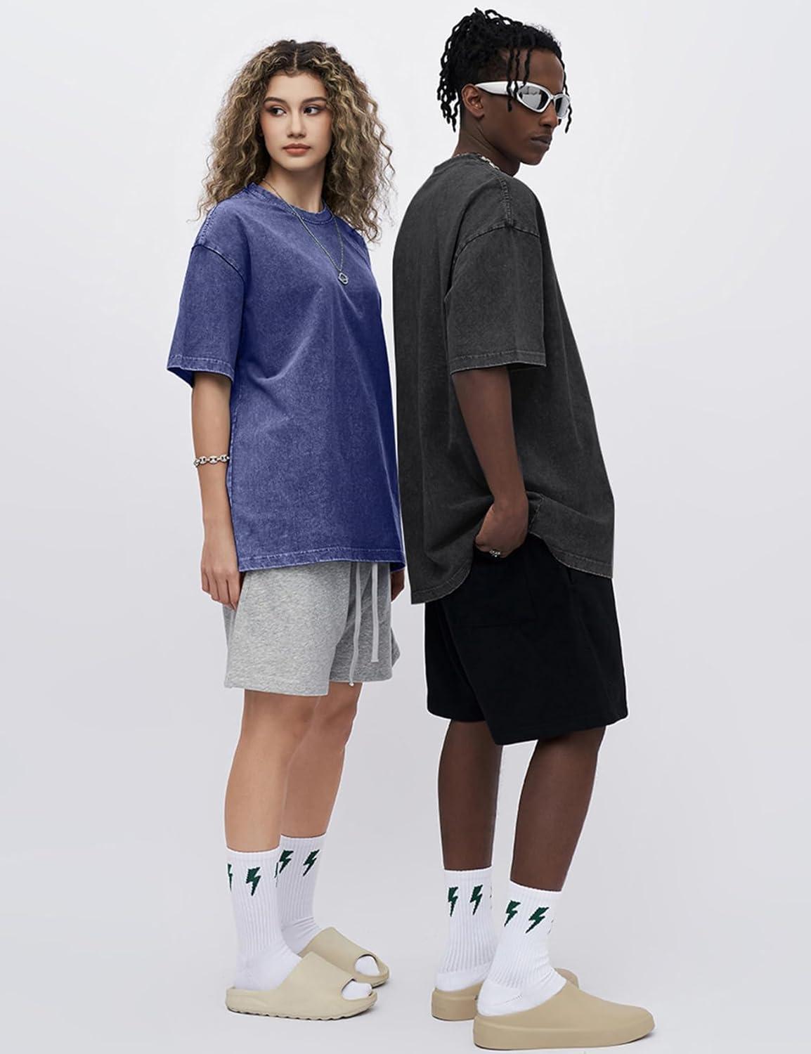 Arssm 3 Pack Men Oversized T Shirts Vintage Tee Loose Fit Short Sleeve Casual Streetwear Baggy Washed Unisex Tops(Black+khaki+blue)