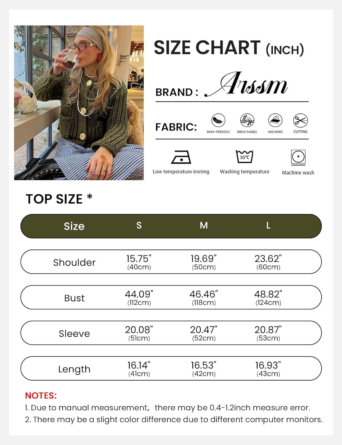 Arssm Womens Cropped Cardigan Sweaters Chunky Open Front Button Down Knit Sweater Long Sleeve Loose Cardigan Outerwear(Armygreen)
