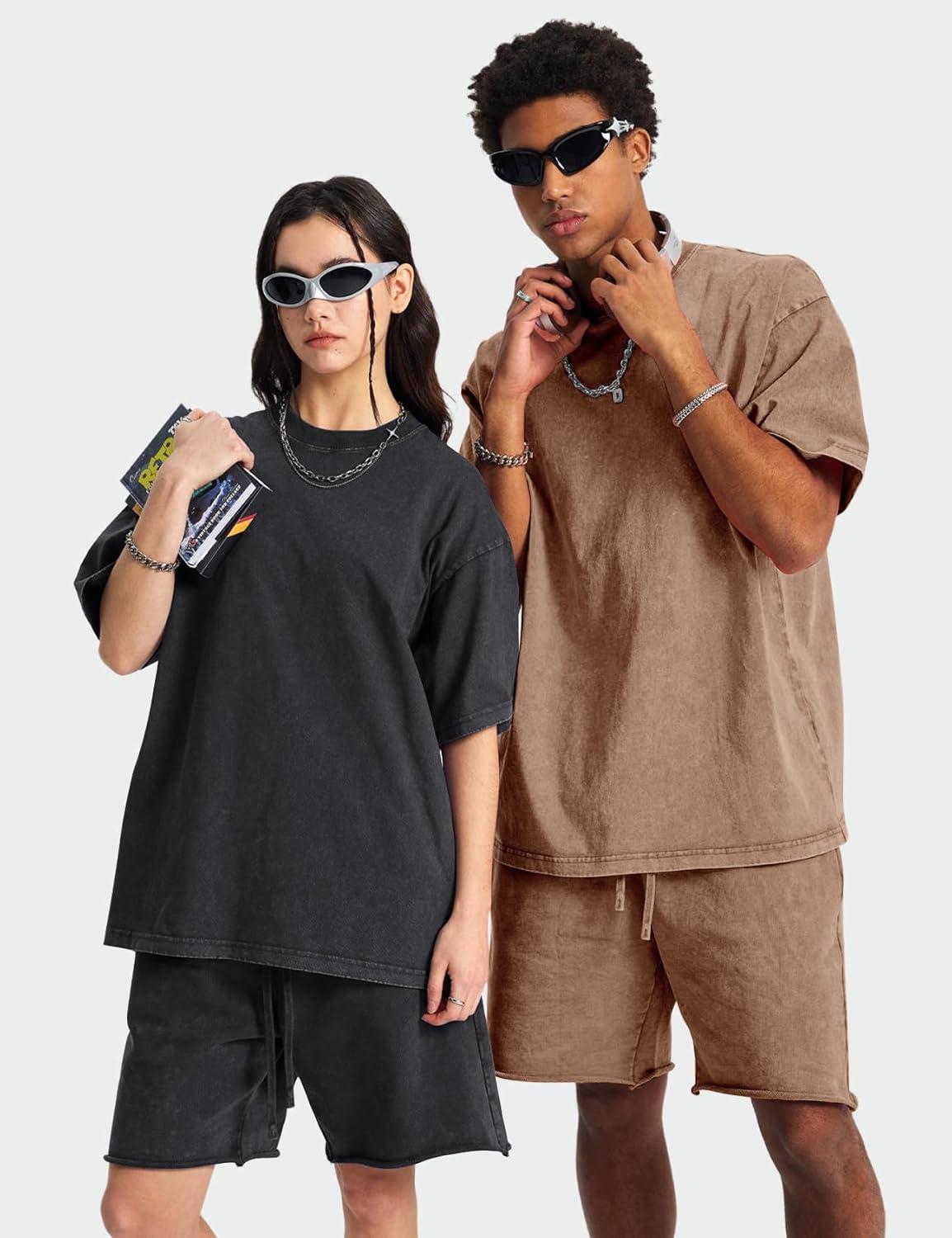 Arssm 3 Pack Men Oversized T Shirts Vintage Tee Loose Fit Short Sleeve Casual Streetwear Baggy Washed Unisex Tops(Black+khaki+army)