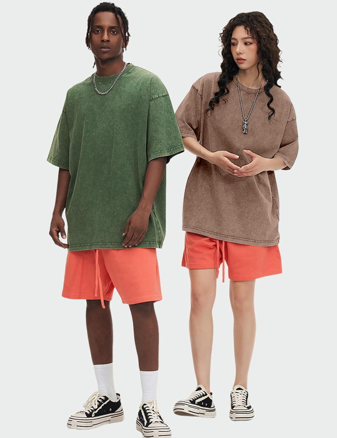 Arssm 3 Pack Men Oversized T Shirts Vintage Tee Loose Fit Short Sleeve Casual Streetwear Baggy Washed Unisex Tops(Black+khaki+army)
