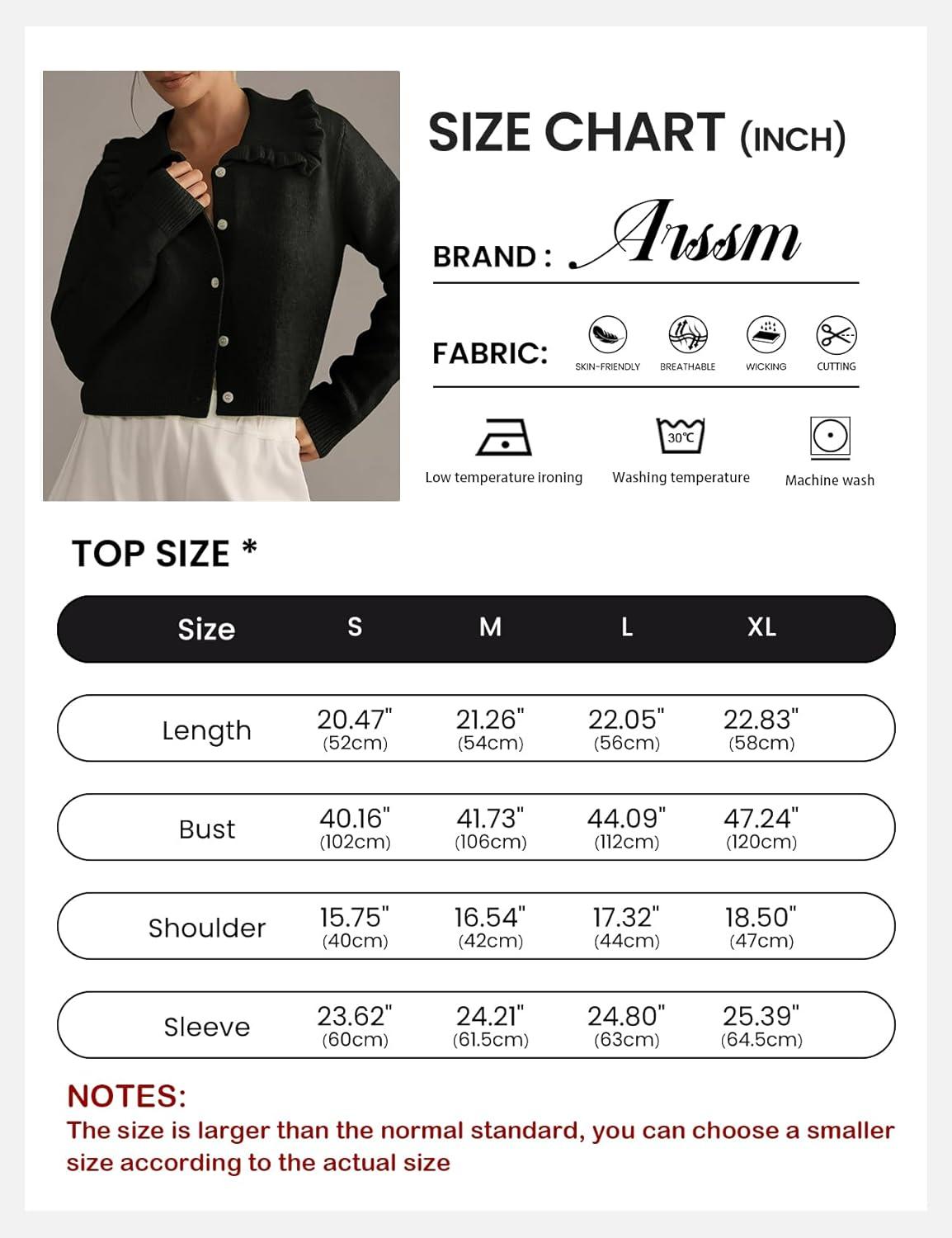 Arssm Womens Ruffle Collar Cardigan Cropped Button Down Open Front Sweaters Knitted Long Sleeve Fall 2025 Elegant Outwear(Black)