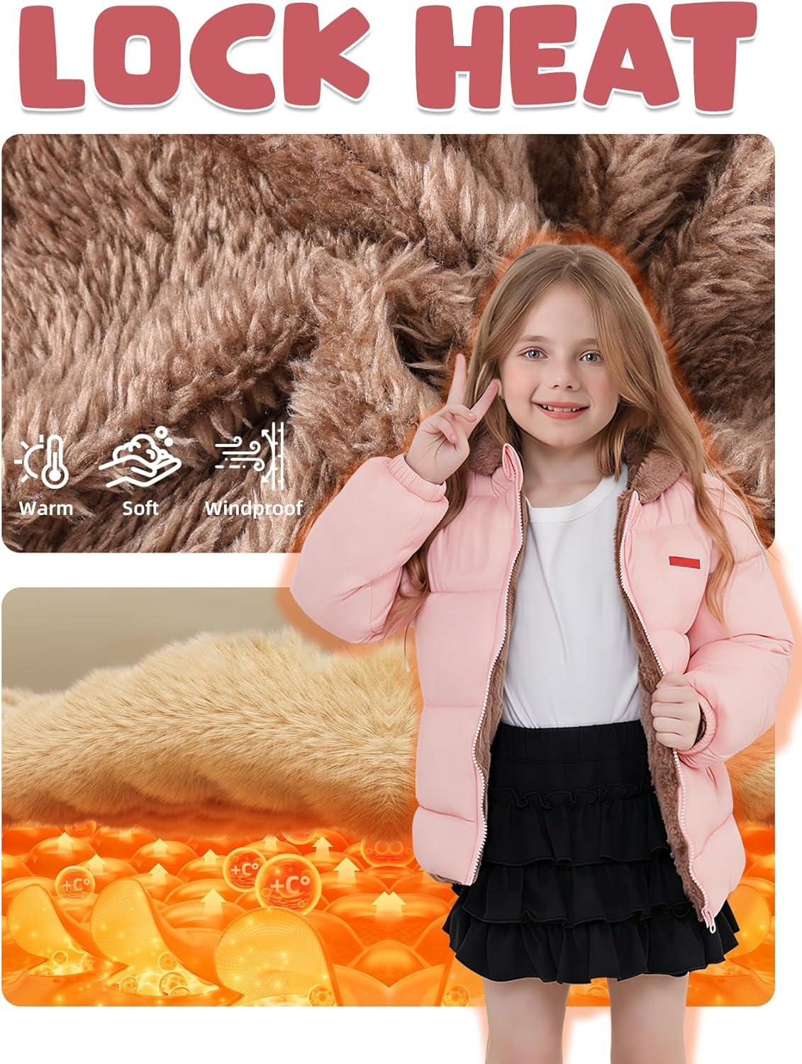 Arssm Baby Boys Girls Winter Fleece Coat Toddler Kids Warm Cute Bear Ear Hooded Jacket(Pink)
