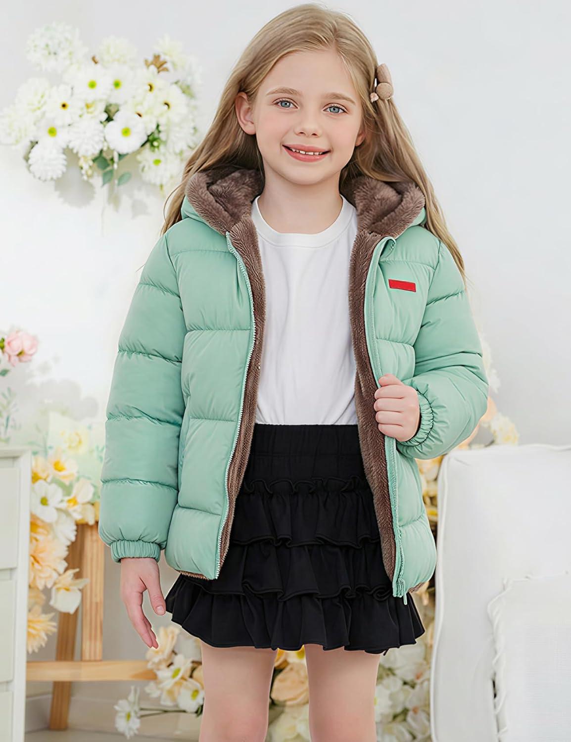 Arssm Baby Boys Girls Winter Fleece Coat Toddler Kids Warm Cute Bear Ear Hooded Jacket(Green)