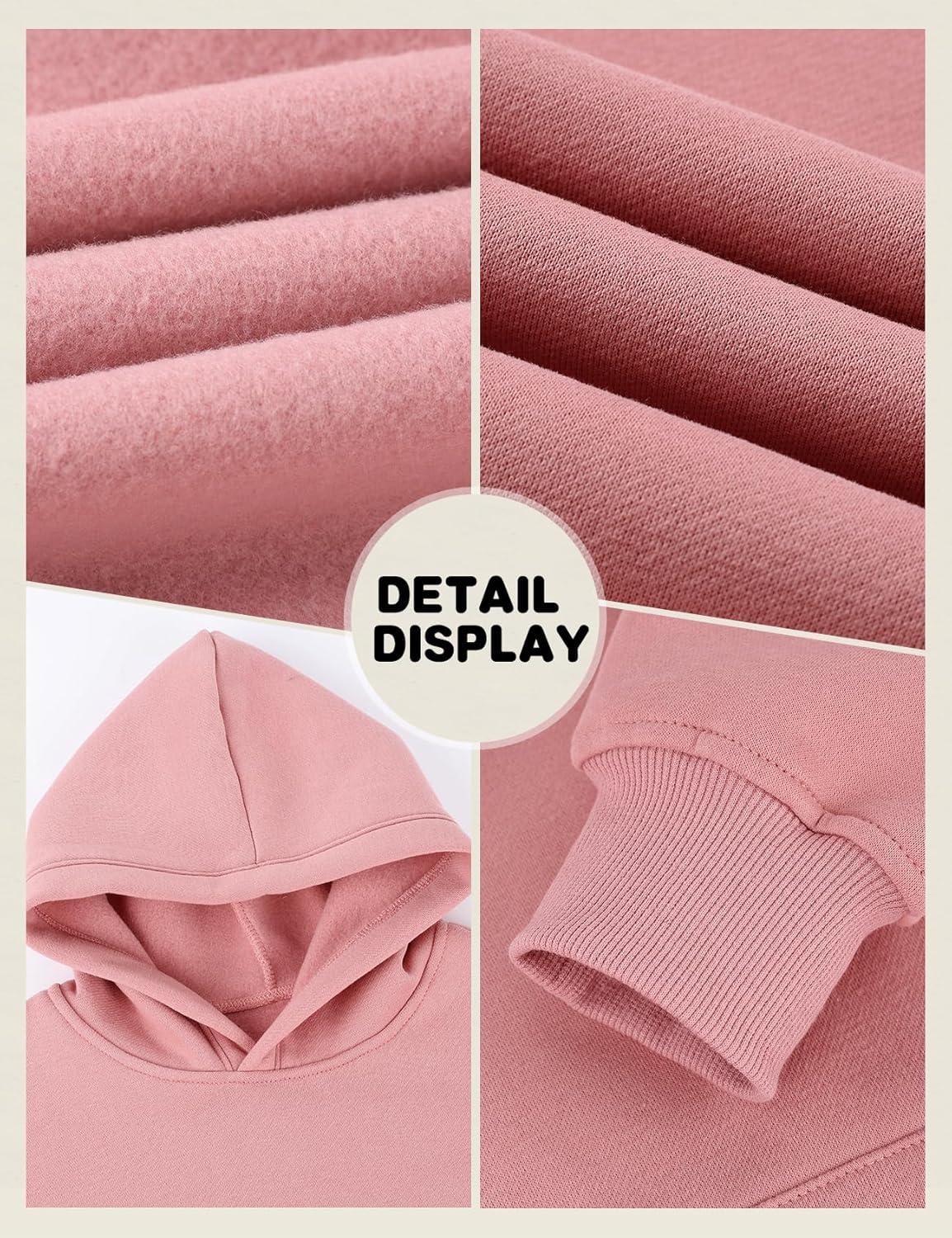 Arssm Girls Boys Sweatsuits Fleece 2 Piece Outfits Pants Set Hoodie and Sweatpant Set Kids Athletic Fleece Tracksuits(Pink)