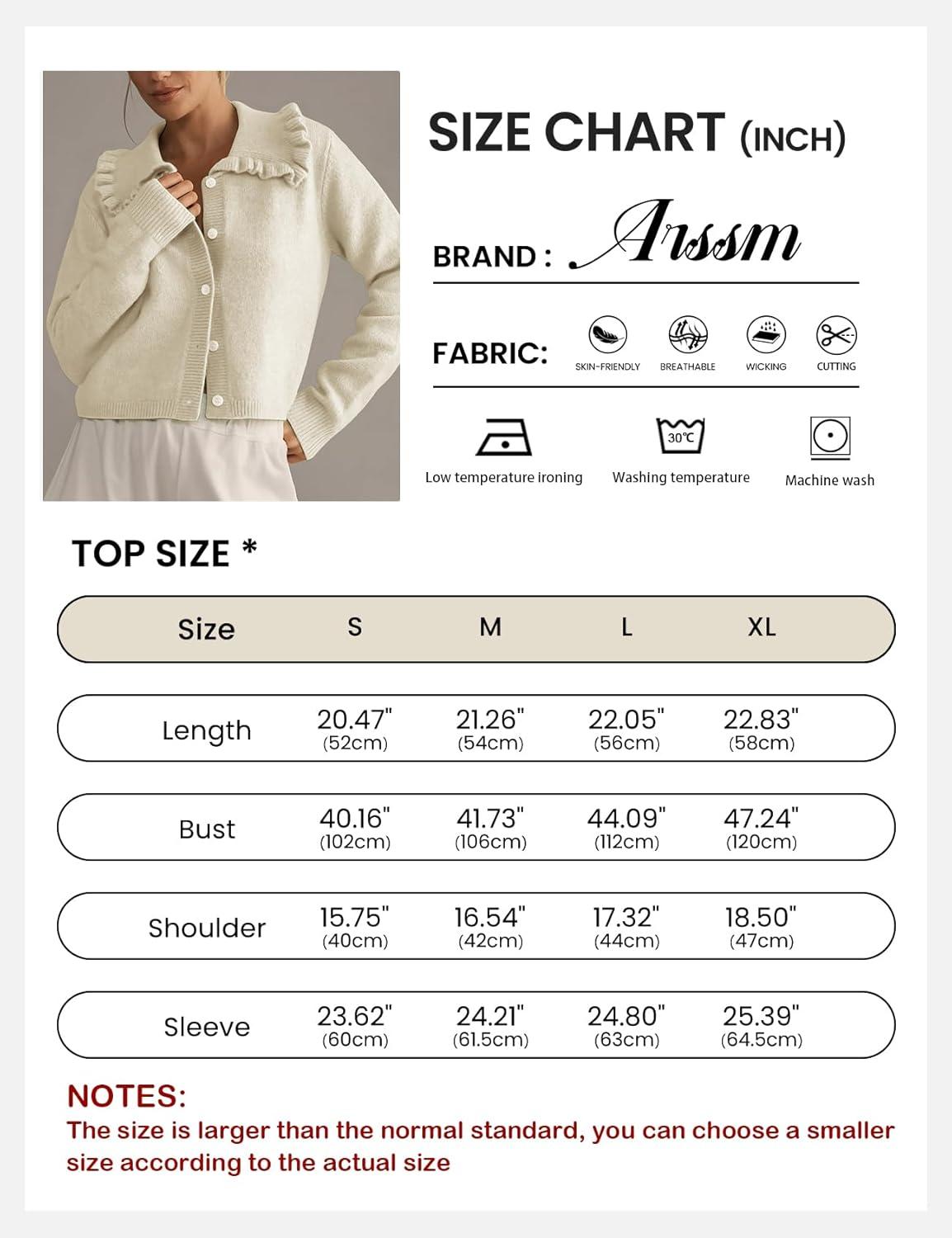 Arssm Womens Ruffle Collar Cardigan Cropped Button Down Open Front Sweaters Knitted Long Sleeve Fall 2025 Elegant Outwear(Apricot)