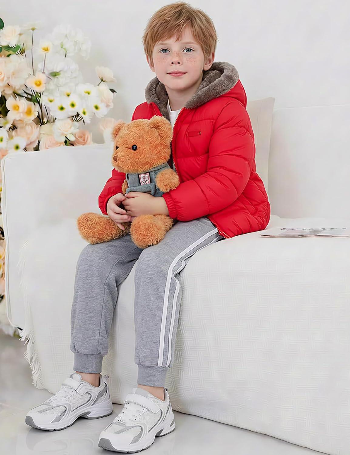 Arssm Baby Boys Girls Winter Fleece Coat Toddler Kids Warm Cute Bear Ear Hooded Jacket(Red)
