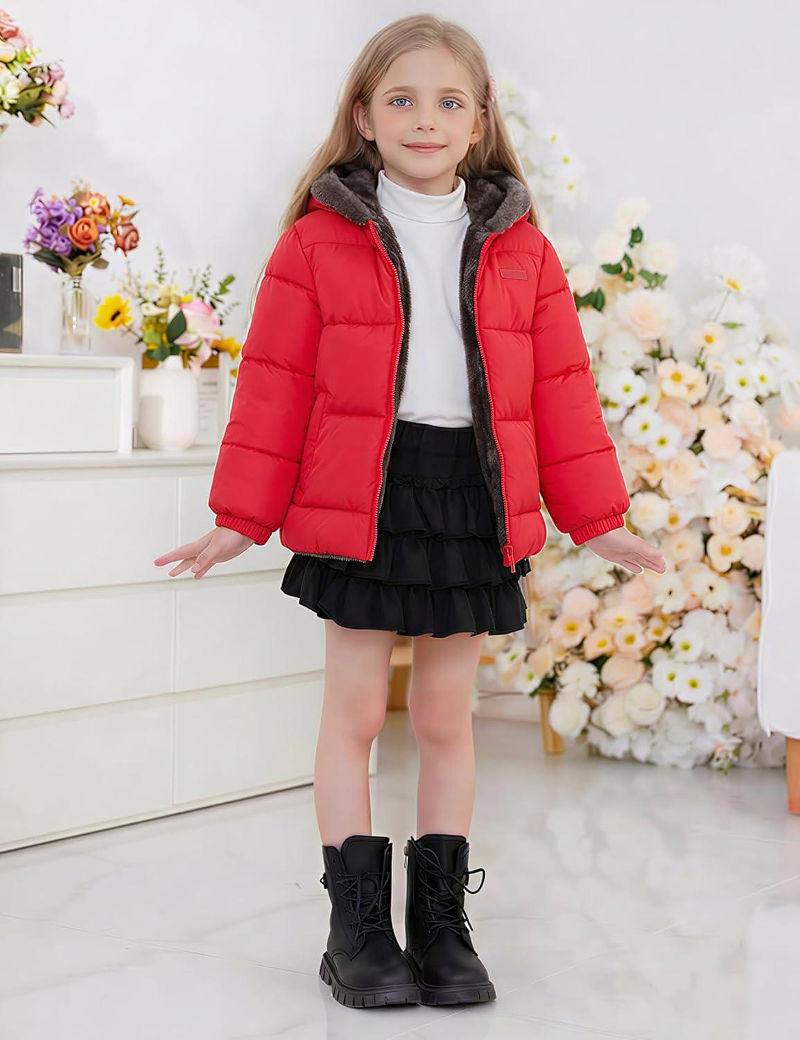 Arssm Baby Boys Girls Winter Fleece Coat Toddler Kids Warm Cute Bear Ear Hooded Jacket(Red)
