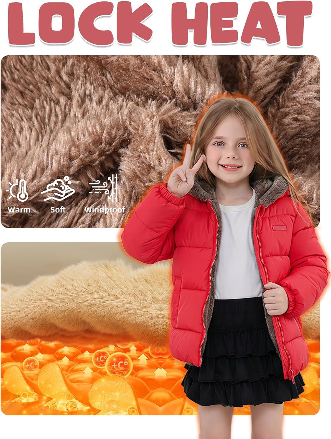 Arssm Baby Boys Girls Winter Fleece Coat Toddler Kids Warm Cute Bear Ear Hooded Jacket(Red)