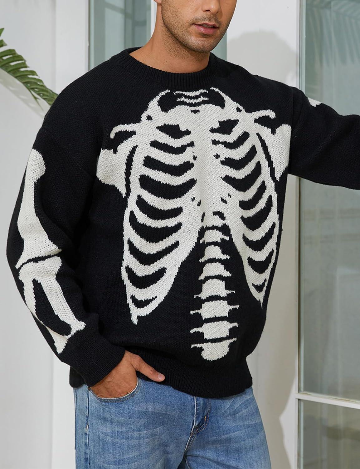 Arssm Mens Vintage Sweater Grandpa y2k Oversized Casual Cable Knit Sweater Pullover Graphic Crewneck Tops(Black)