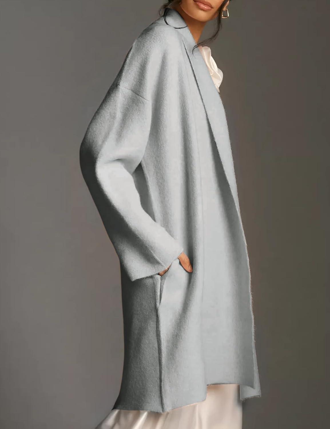 Arssm Womens Long Cardigan Oversized Chunky Open Front Sweaters Slouchy Knit Long Sleeve Fall Coat 2025 Trendy Outwear(Grey)