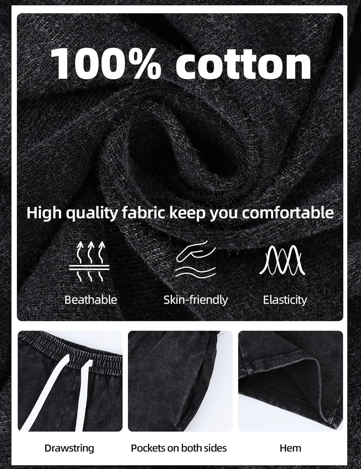 Arssm 2 Pack Boys Shorts Cotton Acid Washed Athletic Shorts Kids Summer Active Shorts with Pockets(Black+darkgrey)