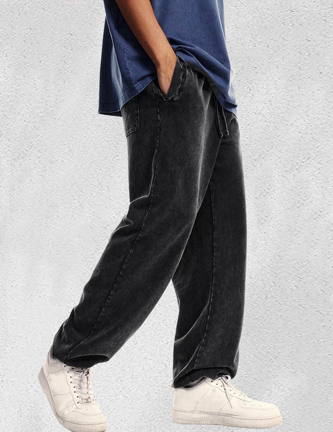 Arssm Mens Sweatpants Baggy Streetwear Pant Athletic Jogger Pants Workout Long Pants(Black)