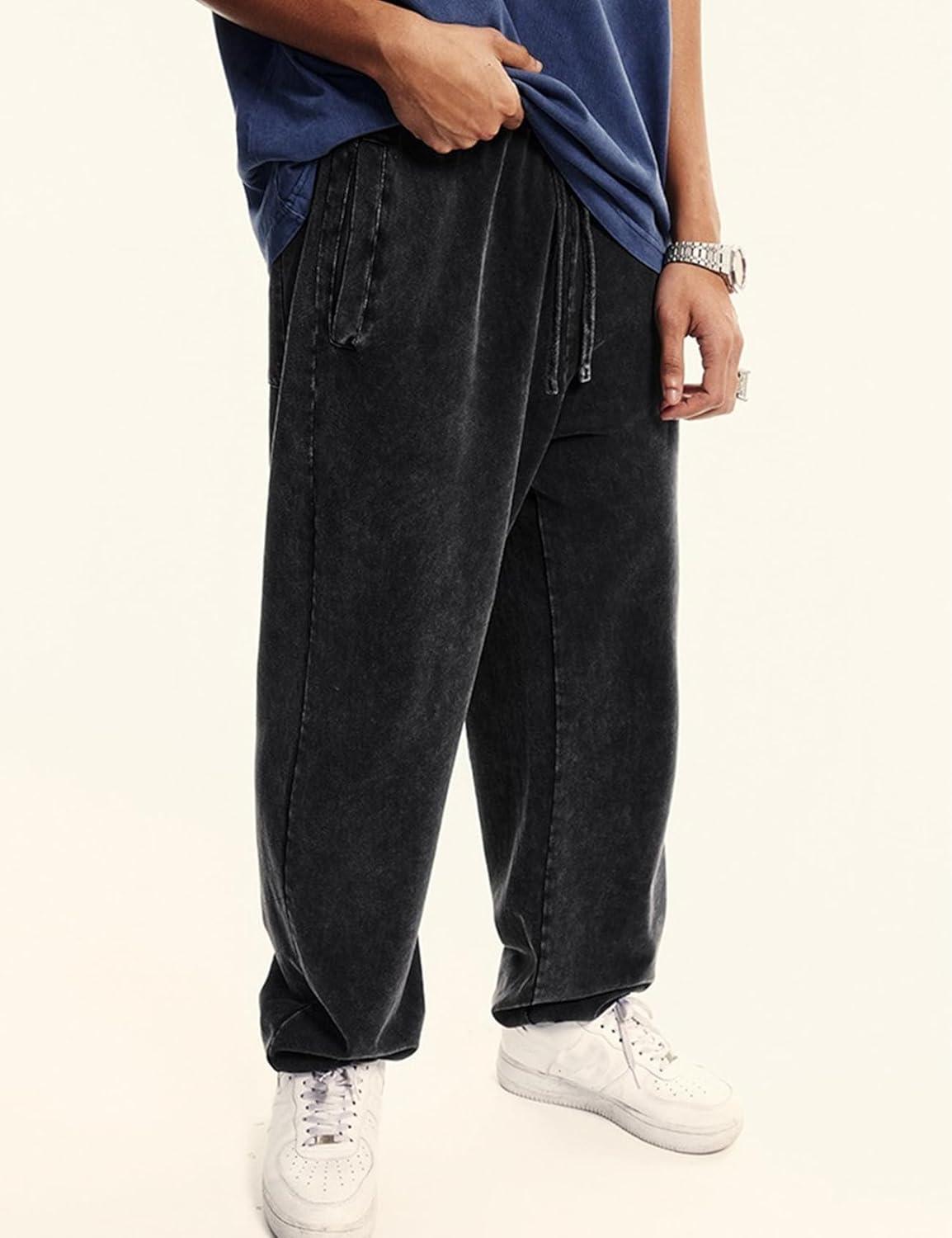 Arssm Mens Sweatpants Baggy Streetwear Pant Athletic Jogger Pants Workout Long Pants(Black)