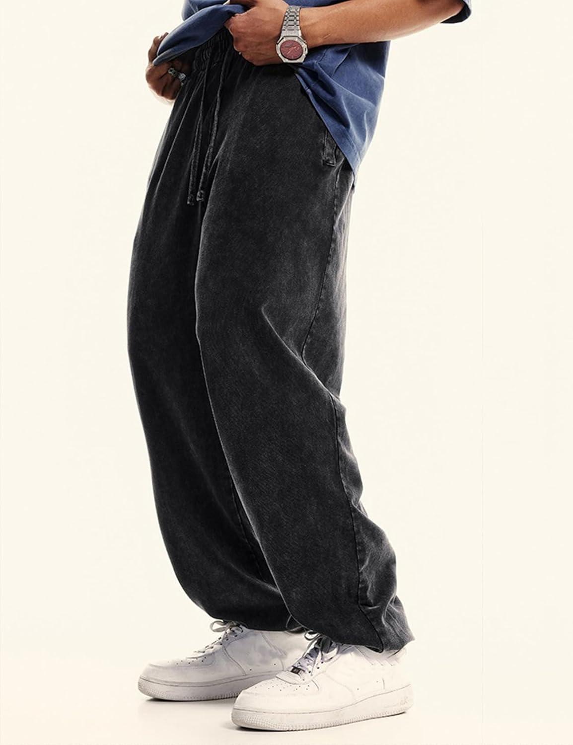 Arssm Mens Sweatpants Baggy Streetwear Pant Athletic Jogger Pants Workout Long Pants(Black)