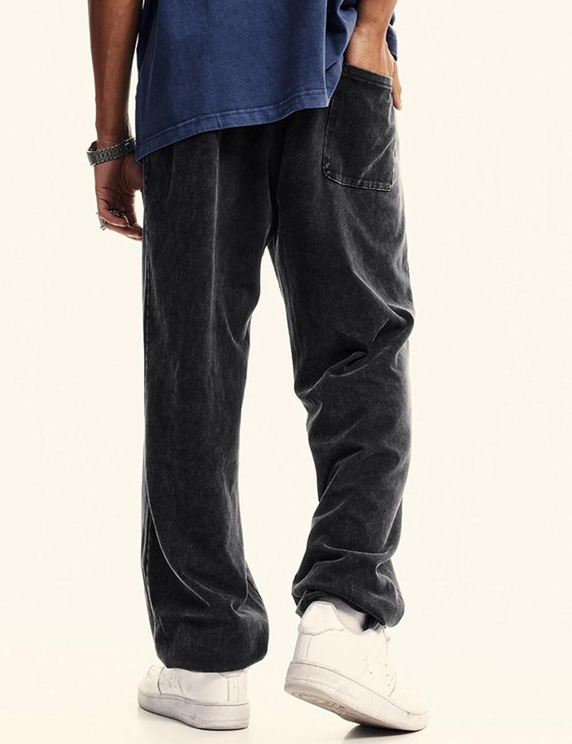 Arssm Mens Sweatpants Baggy Streetwear Pant Athletic Jogger Pants Workout Long Pants(Black)