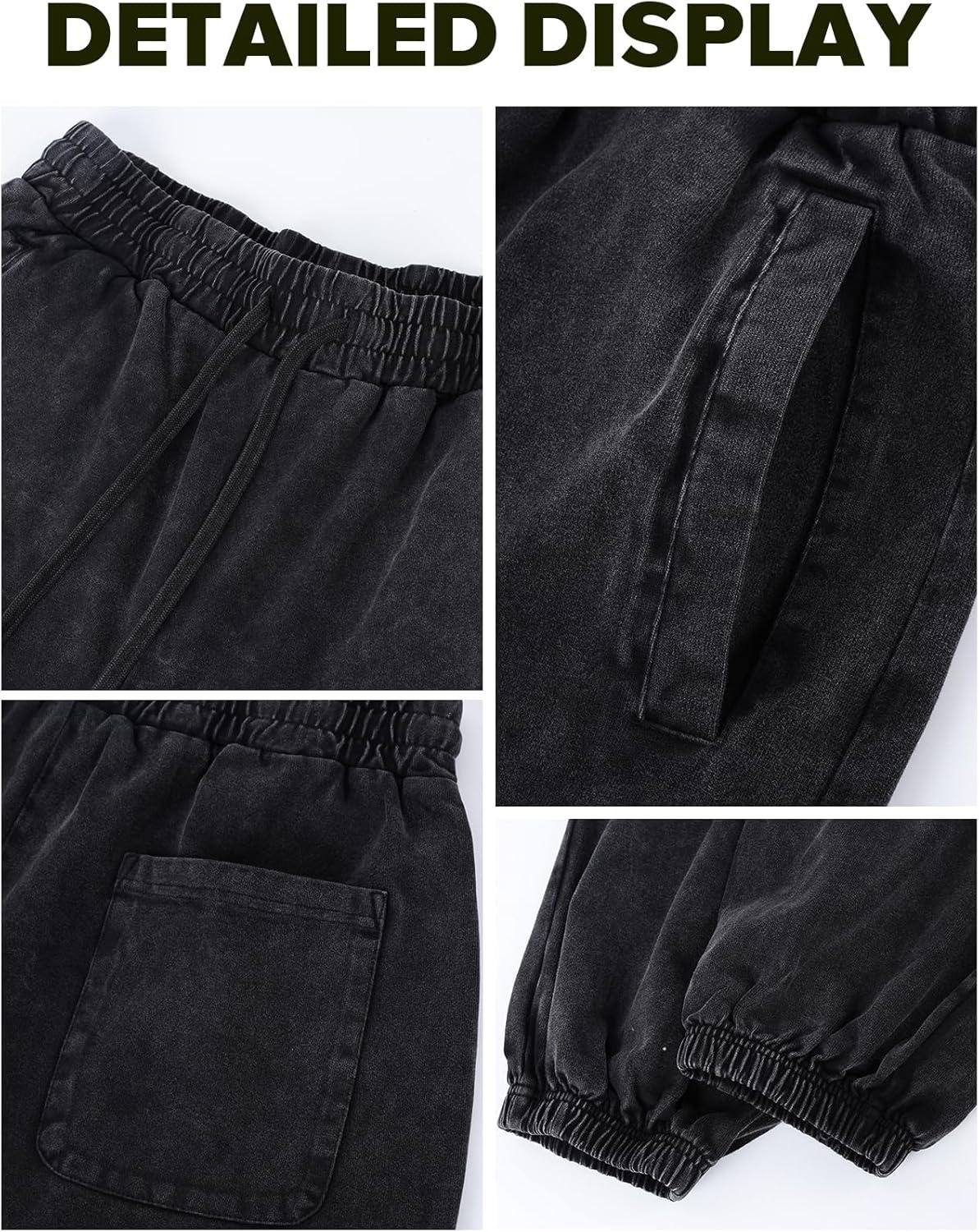 Arssm Mens Sweatpants Baggy Streetwear Pant Athletic Jogger Pants Workout Long Pants(Black)