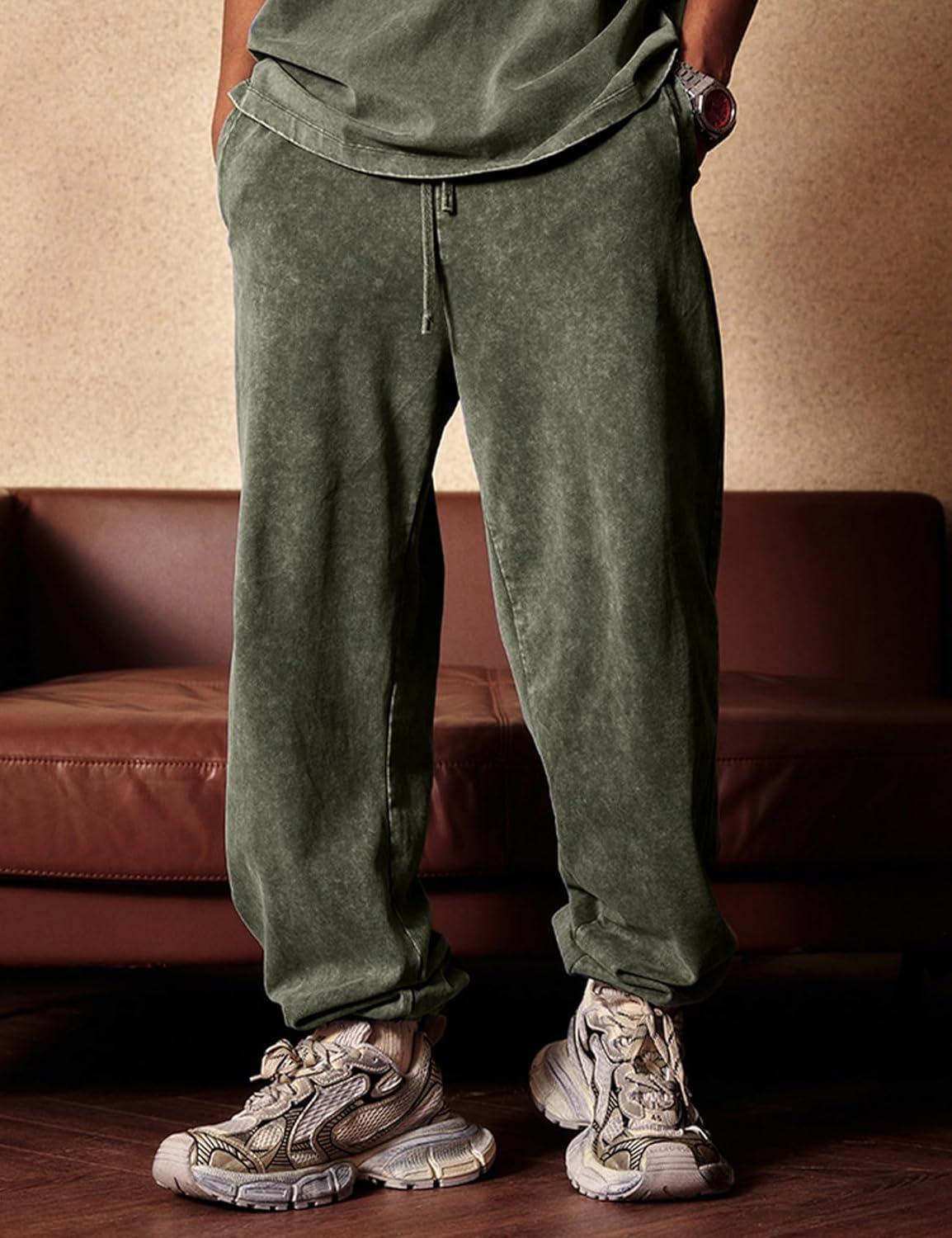 Arssm Mens Sweatpants Baggy Streetwear Pant Athletic Jogger Pants Workout Long Pants(Army)