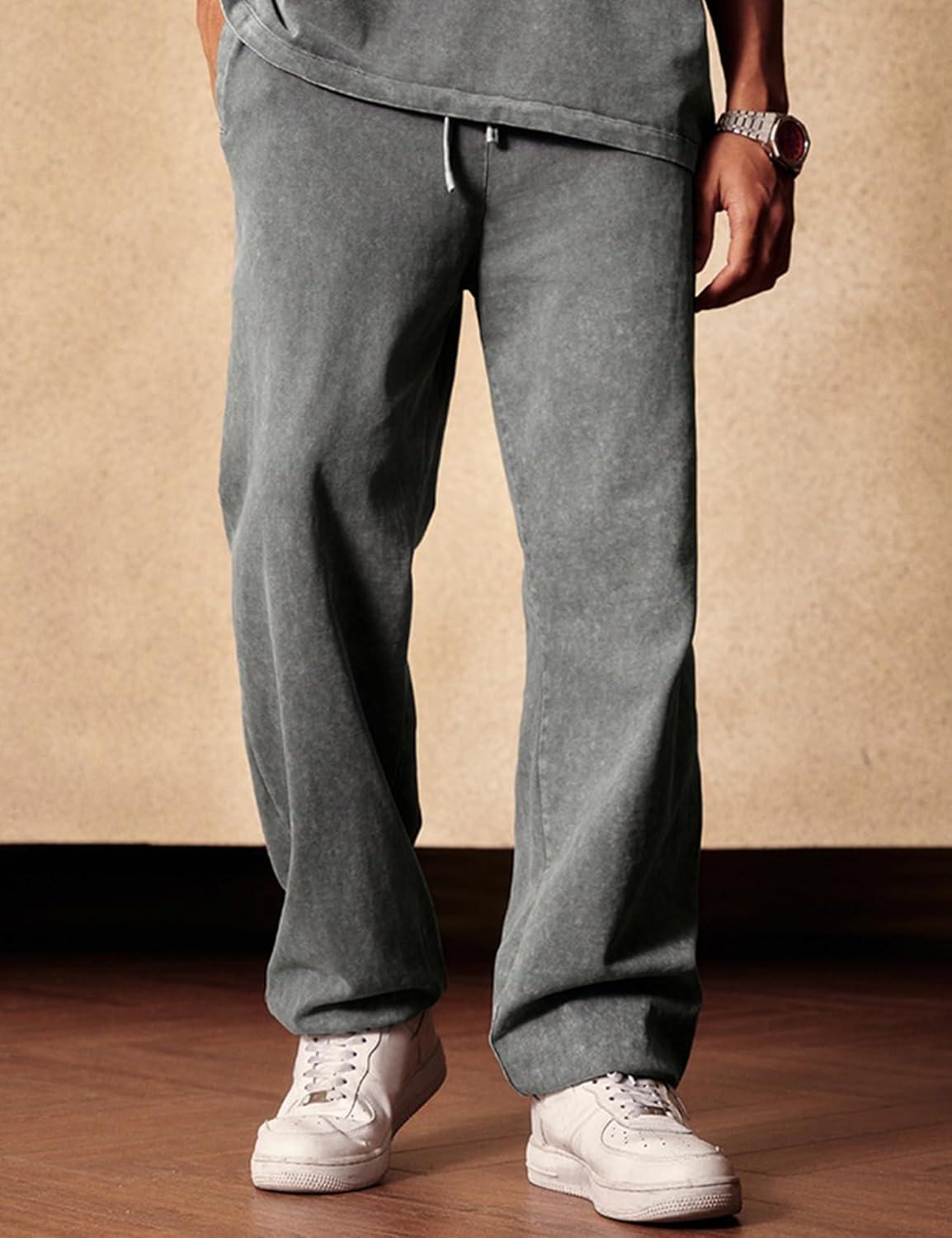 Arssm Mens Sweatpants Baggy Streetwear Pant Athletic Jogger Pants Workout Long Pants(Grey)