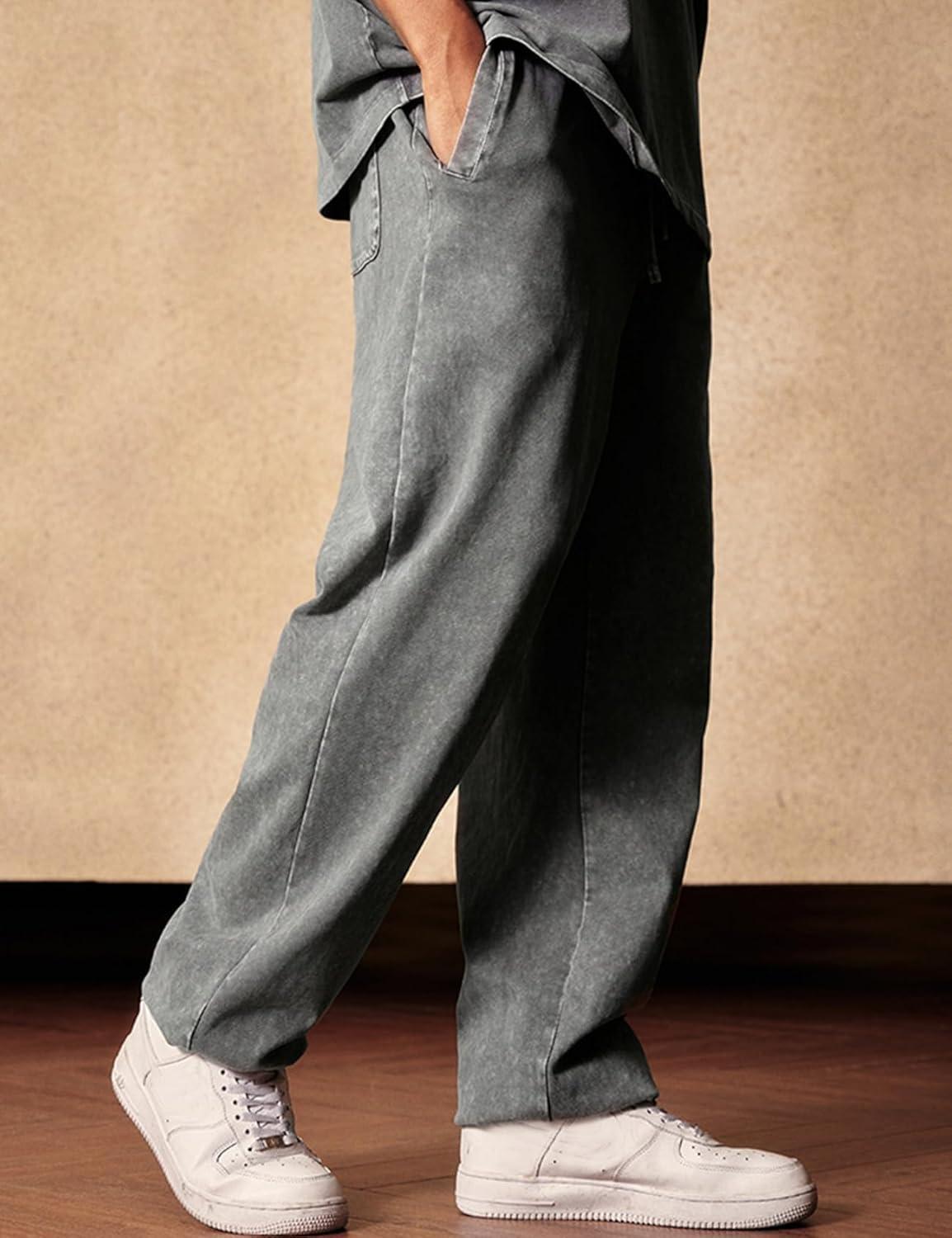 Arssm Mens Sweatpants Baggy Streetwear Pant Athletic Jogger Pants Workout Long Pants(Grey)