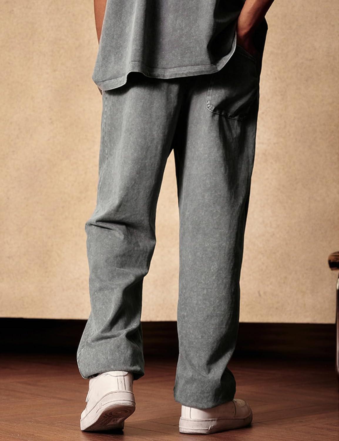 Arssm Mens Sweatpants Baggy Streetwear Pant Athletic Jogger Pants Workout Long Pants(Grey)