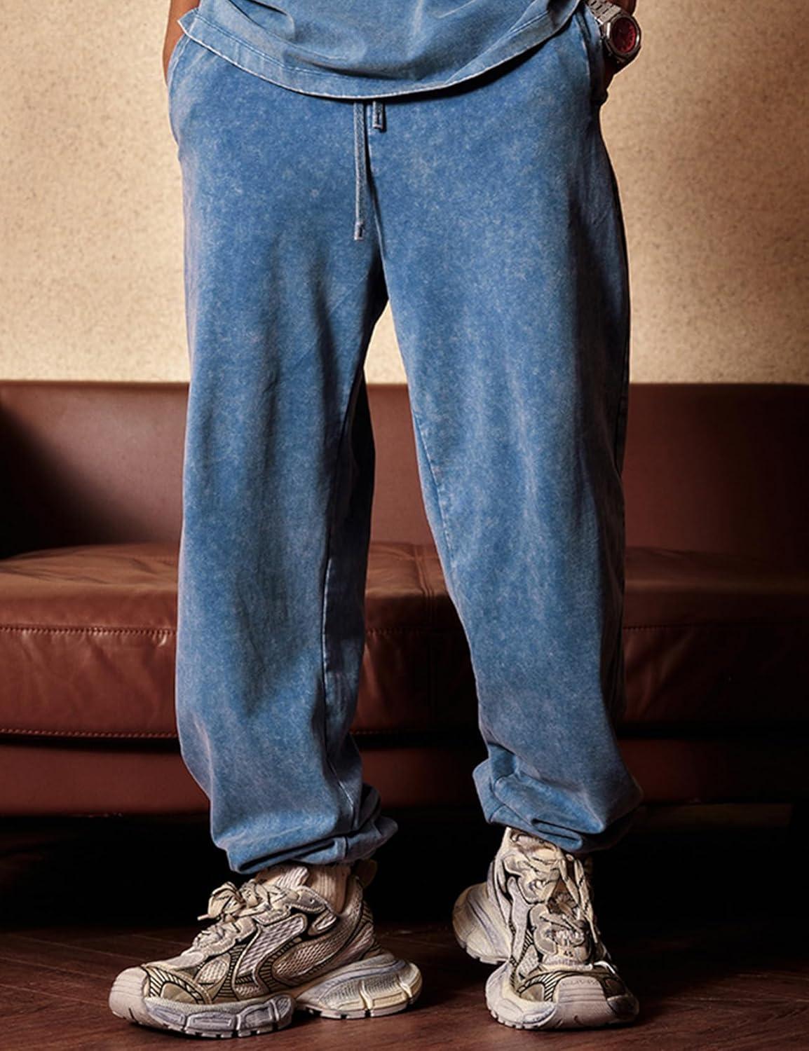 Arssm Mens Sweatpants Baggy Streetwear Pant Athletic Jogger Pants Workout Long Pants(Blue)