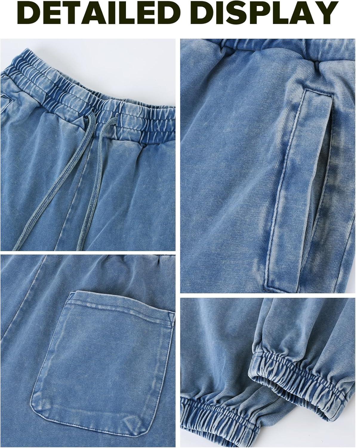 Arssm Mens Sweatpants Baggy Streetwear Pant Athletic Jogger Pants Workout Long Pants(Blue)
