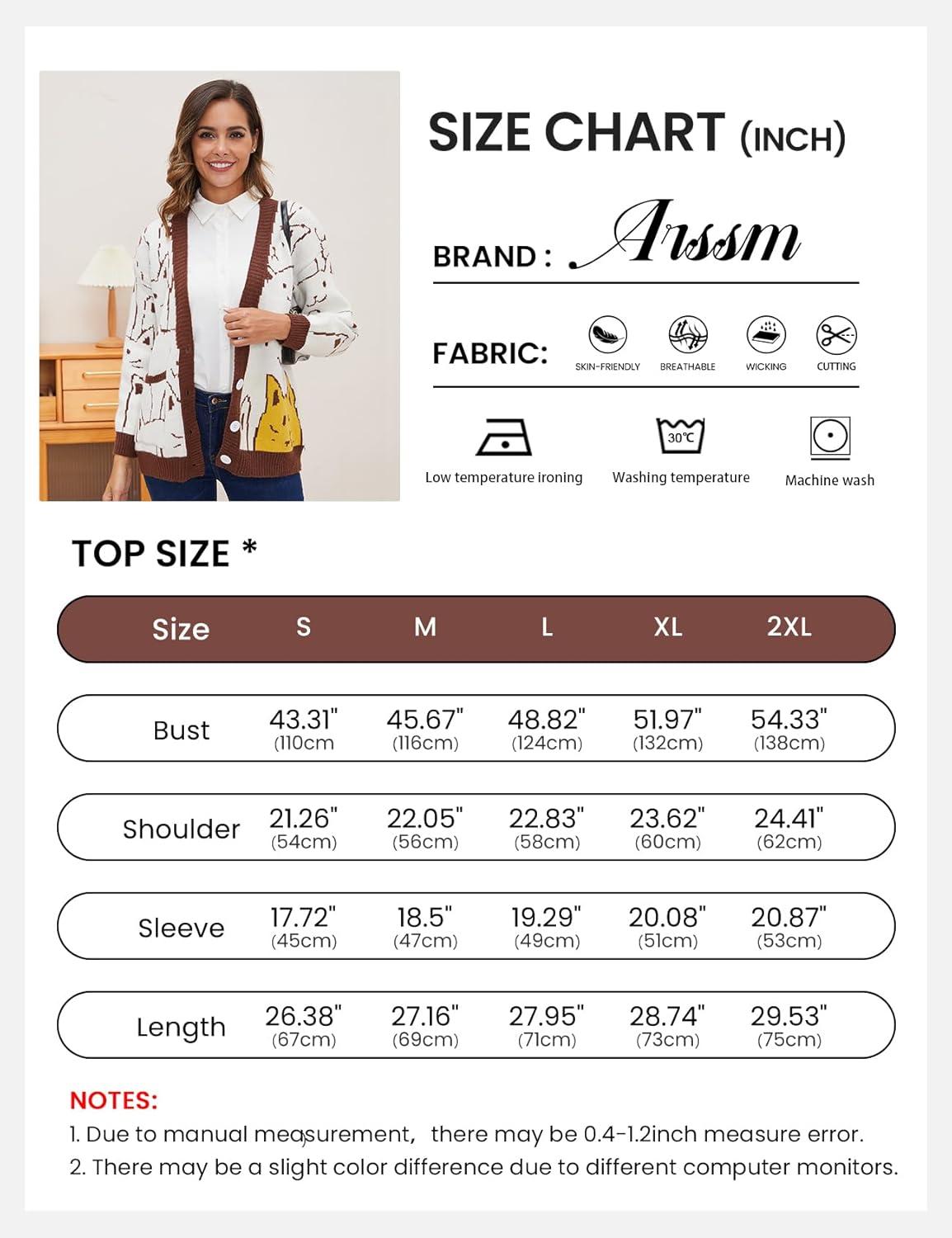 Arssm Cat Sweater for Women Oversized Button Down V Neck Knit Cardigan Cute Kawaii Cartoon Print Sweater Fall Clothes(Brown)