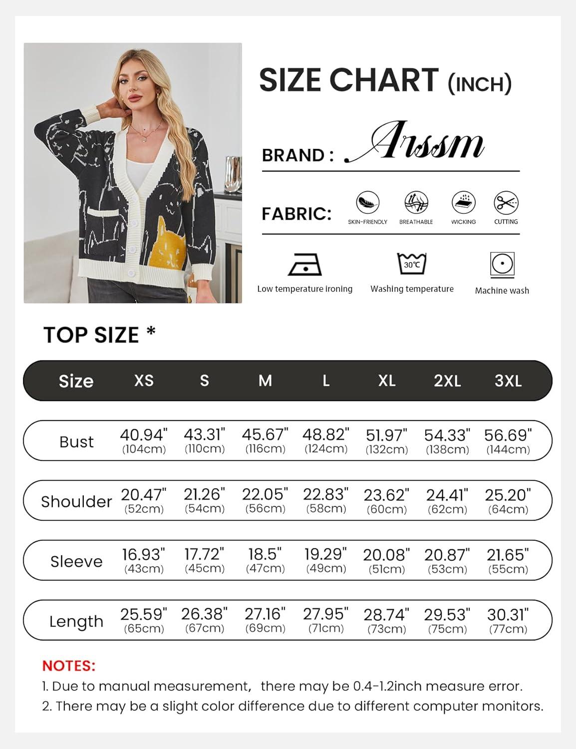 Arssm Cat Sweater for Women Oversized Button Down V Neck Knit Cardigan Cute Kawaii Cartoon Print Sweater Fall Clothes(A-black)