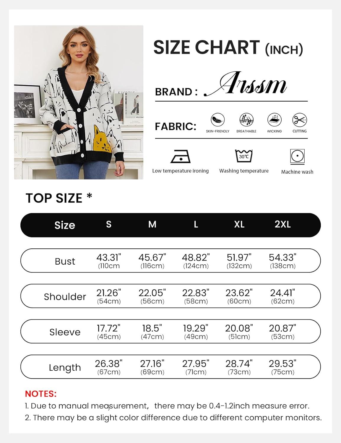 Arssm Cat Sweater for Women Oversized Button Down V Neck Knit Cardigan Cute Kawaii Cartoon Print Sweater Fall Clothes(Black)