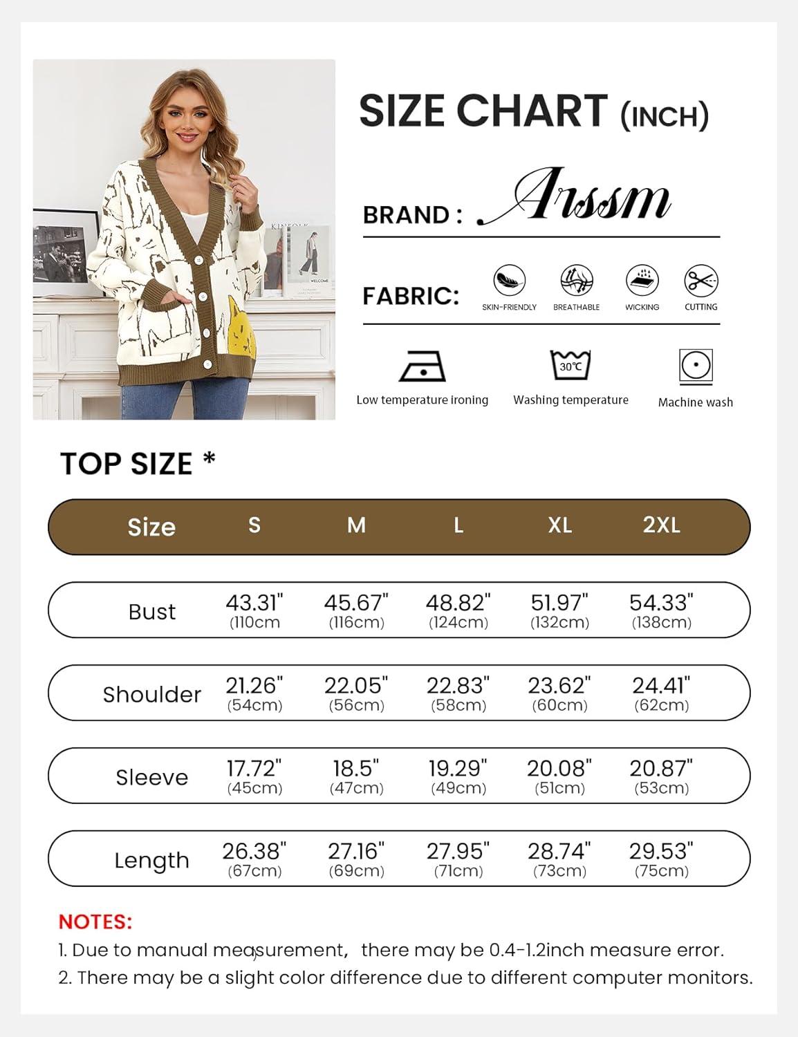 Arssm Cat Sweater for Women Oversized Button Down V Neck Knit Cardigan Cute Kawaii Cartoon Print Sweater Fall Clothes(Coffee)