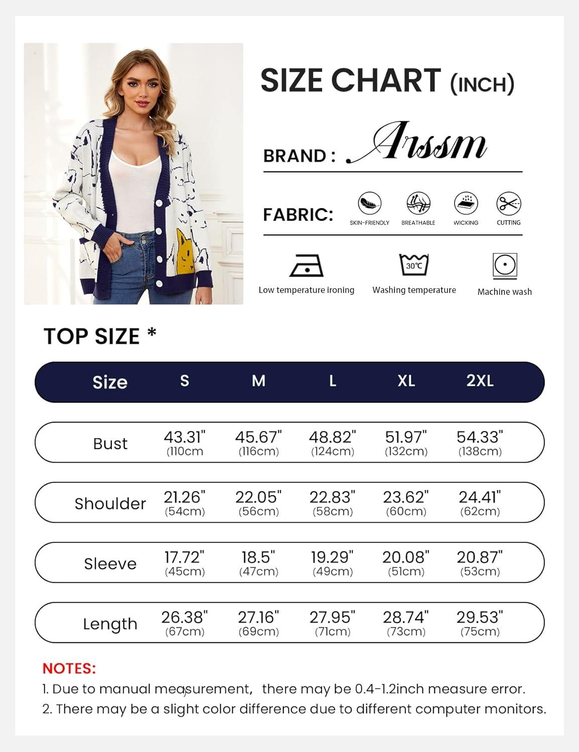 Arssm Cat Sweater for Women Oversized Button Down V Neck Knit Cardigan Cute Kawaii Cartoon Print Sweater Fall Clothes(Navy)